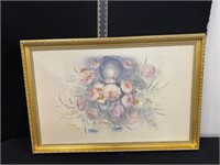 Large Floral Picture in Gold Frame