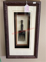 Framed  African Artifact Carved Wood Display