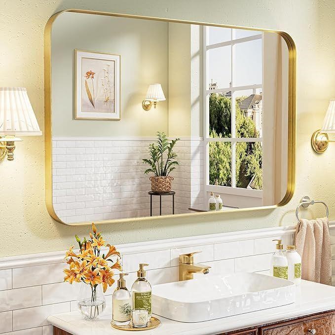 REYPEK 55"x 36" Gold Bathroom Mirror