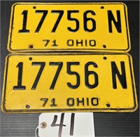 Pair of 1971 Ohio License Plates