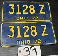 Pair of 1972 Ohio License Plates