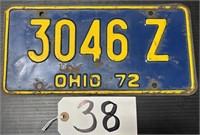 1972 Ohio License Plate