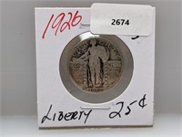 1926 90% Silver Liberty Quarter