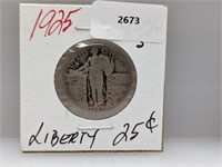 1925 90% Silver Liberty Quarter