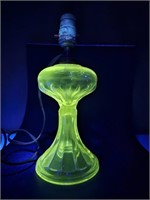 Antique Electrified Oil Lamp UV GLOW Uranium/ Mang