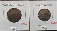 Lot of 2 rare shield coins