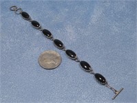 Sterling Silver Tested Onyx Bracelet