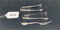 Sterling Silver Tongs & Serving Fork