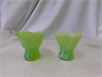 Fenton green spatter vases, 2011?