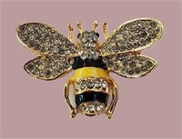 VINTAGE YELLOW & BLACK ENAMEL CRYSTAL BUMBLEBEE