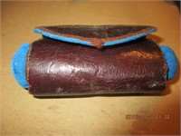 Vtg. Leather Travel Sewing Kit Roll