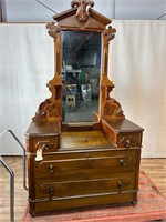 Antique Victorian Carved Drop Well Dresser