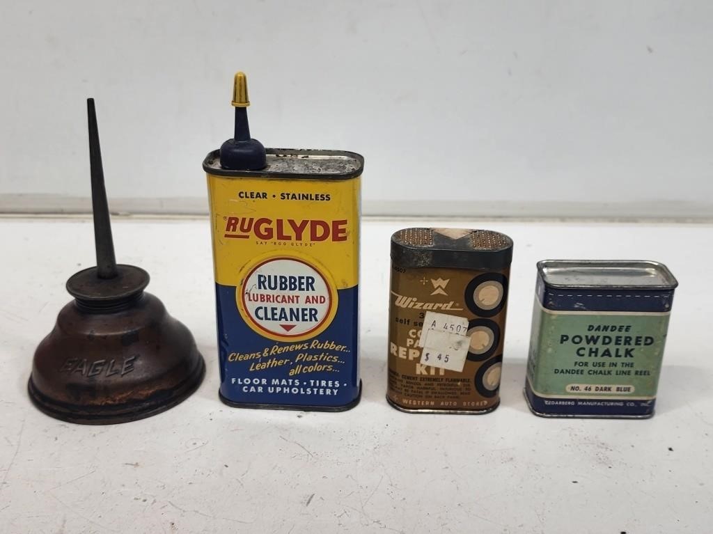 4 Small Oil and Advertising Cans