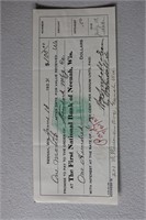 The First National Bank of Neeha, Wis Promise Note