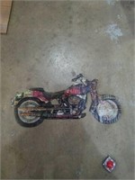 Metal motorcycle sign about 23 in