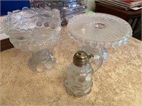 Art Deco Bubble Glass Cake Stand, Fruit Bowl