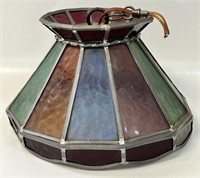 NICE VINTAGE STAIN GLASS HANGING LIGHT FIXTURE