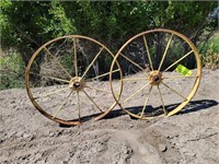 2-- Yellow Vintage Metal Wheels