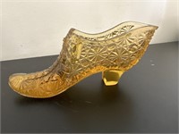Antique Amber Brown Glass Miniature Shoe Slipper