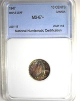 1947 10 Cents NNC MS67+ Canada