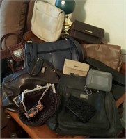 Leather purses and billfolds, some brand names