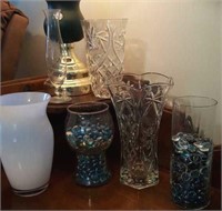Flower vases, some with marble accents
