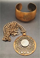 (KC) Copper Cuff Bracelet and Necklace with