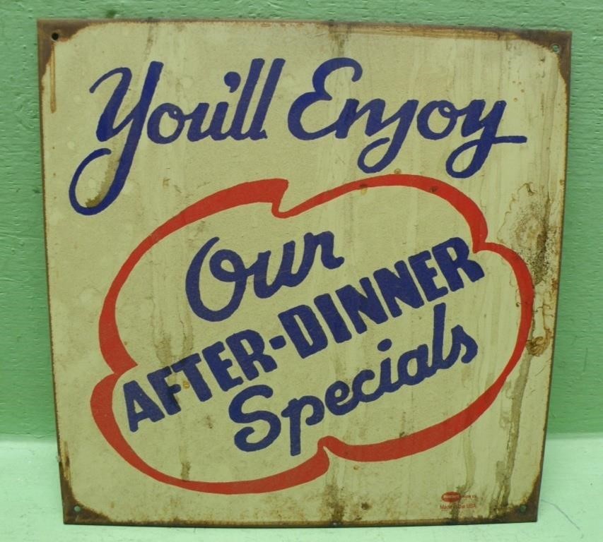 16.5 X 11.5 After Dinner Specials Metal Sign