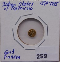 1880-1885 India States Gold Fanam