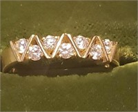 14k Yellow Gold Cz Ring Sz 7 Total Weight 3.1g