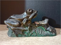 1882 Stevens two frogs cast iron mechanical bank.
