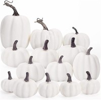 DomeStar 14PCS White Artificial Pumpkins, Assorted