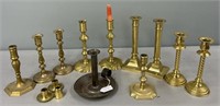 Brass Candlesticks & Tin Chamberstick Lot