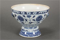 Chinese Blue and White Qing Dynasty Porcelain Stem