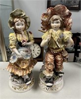 Two Large Capodimonte Porcelain Girl Statues