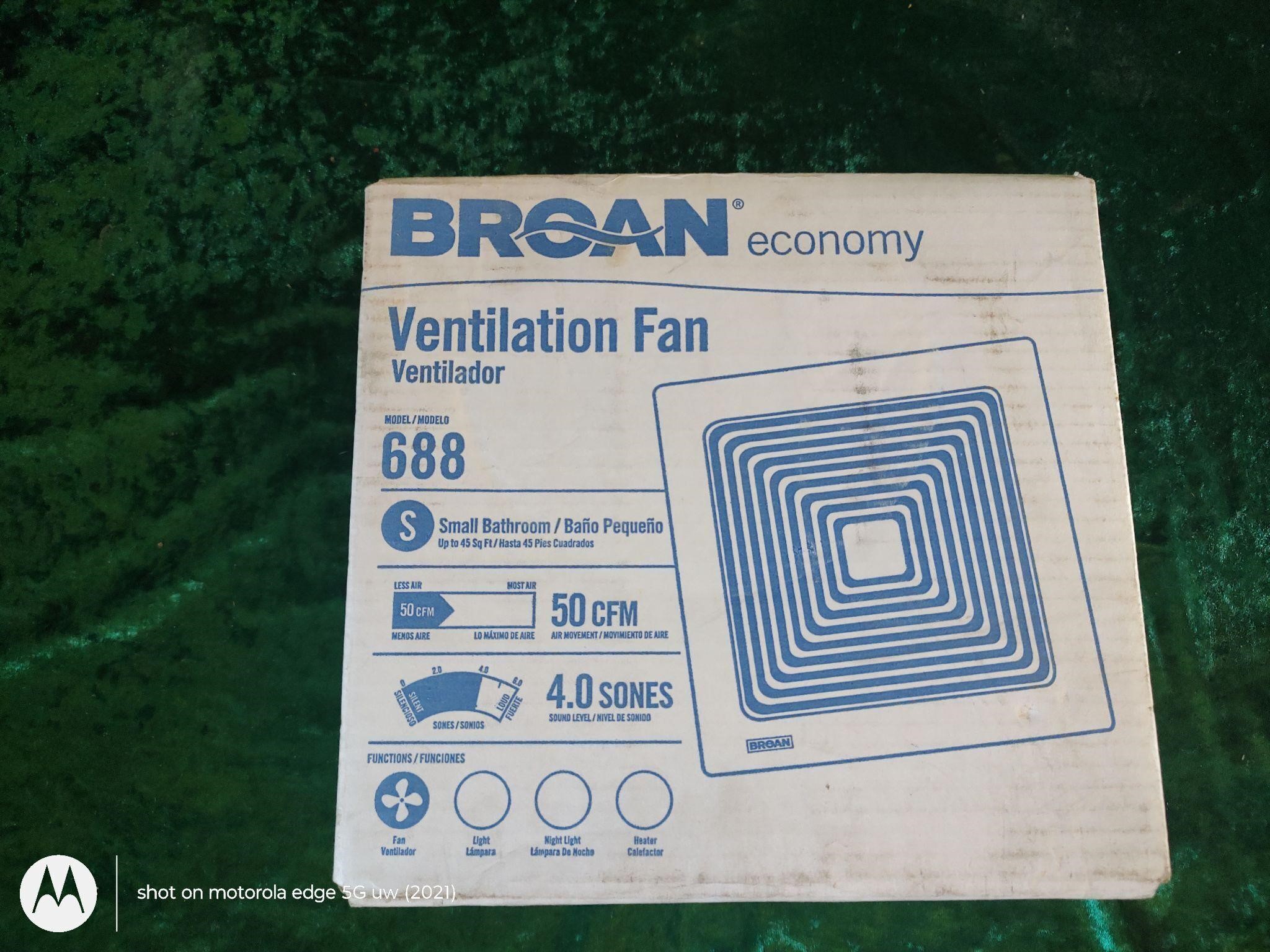 Broan economy ventilation fan model 688