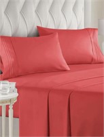 KING SIZE 4 PIECE SHEET SET RED MAY BE USED