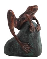 Contemporary Patinated Bronze Frog