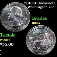 2016-d Roosevelt Washington Quarter 25c Grades GEM