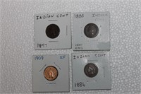 4 Indian Cents (1800s & 1900s)