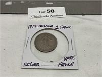 1919 Silver1 Franc France Silver Coin