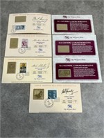 Commemorative gold stamp of famous Americans, set
