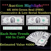 ***Auction Highlight*** 9X 1976 Green Seal (FRN) C
