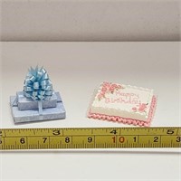 Miniature Birthday Cake and Present Dollhouse
