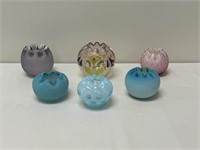 6 Art Glass Rose Bowls