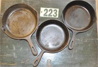 Old iron skillets incl. (2)  8" and  (1) 9"