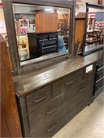 New brown seven drawer mirrored dresser