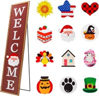 Welcome Sign with 12 Seasonal Icons (Brown)