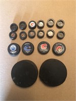 Collection of Hockey Pucks