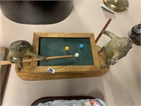 TAXIDERMIED TOADS PLAYING POOL